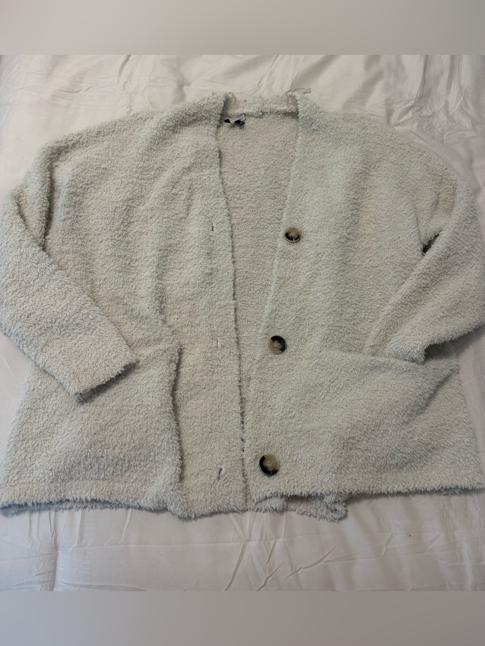 Staccato Light Gray Teddy Bouclé Jacket with Button Front